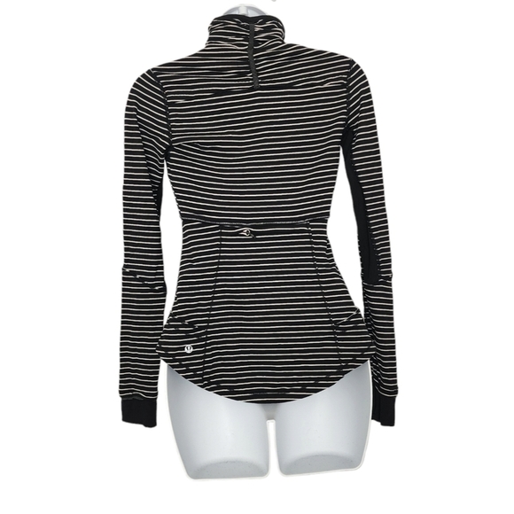 Lululemon Base Runner 1/2 Zip Parallel Stripe Black White / Black Pullover 4. - Picture 3 of 13